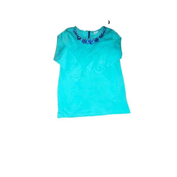 Crewcuts Outlet Girls’ Aqua Blue Embellished Cotton Top – Size 14 J.Crew Factory - Picture 4 of 7